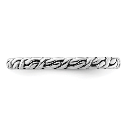 Sterling Silver Stackable Expressions Antiqued Patterned Ring