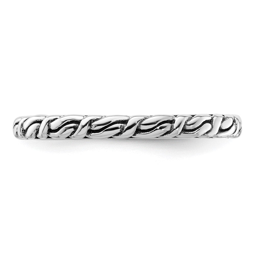 Sterling Silver Stackable Expressions Antiqued Patterned Ring