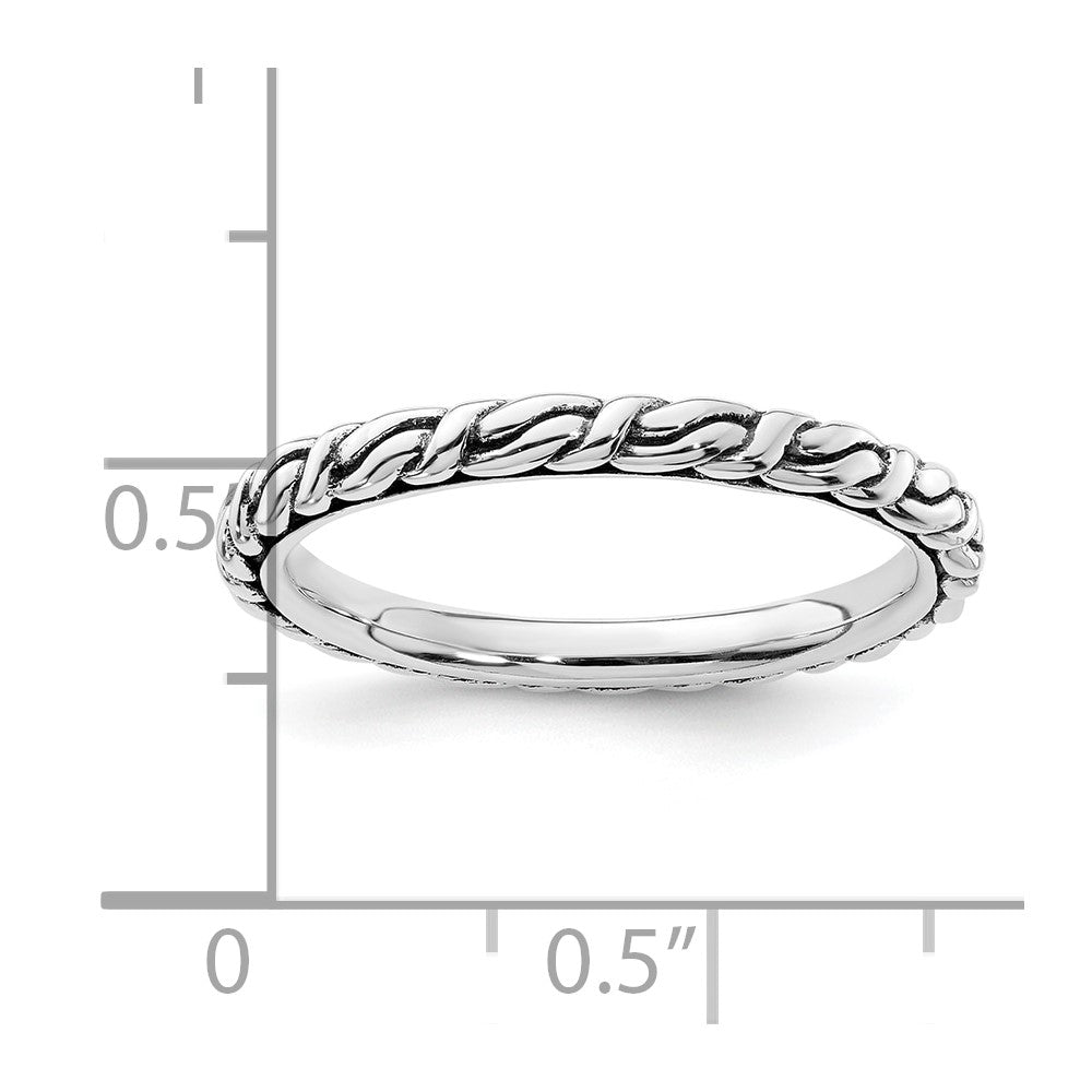 Sterling Silver Stackable Expressions Antiqued Patterned Ring