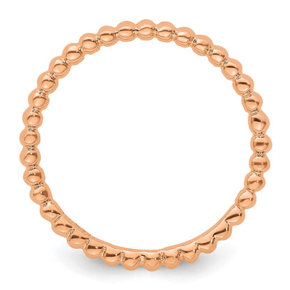 Sterling Silver Stackable Expressions Pink-plated Beaded Ring