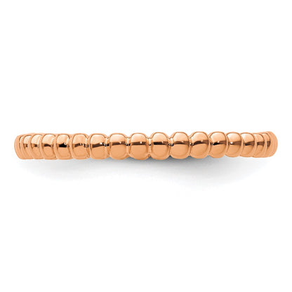 Sterling Silver Stackable Expressions Pink-plated Beaded Ring