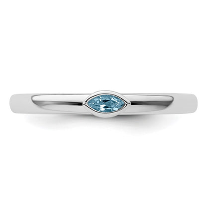 Sterling Silver Stackable Expressions Aquamarine Ring