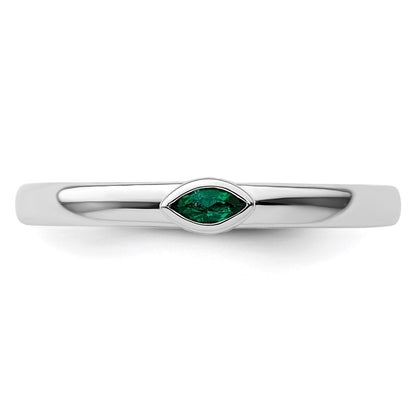 Sterling Silver Stackable Expressions Created Emerald Ring