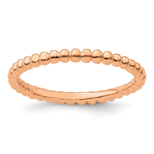 Sterling Silver Stackable Expressions Pink-plated Beaded Ring