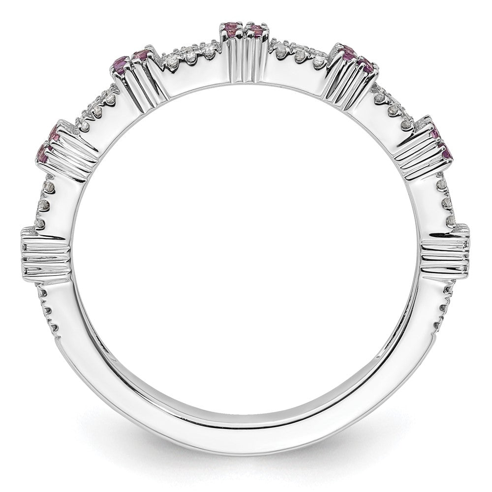 Sterling Silver Stackable Expressions Amethyst & Diamond Ring