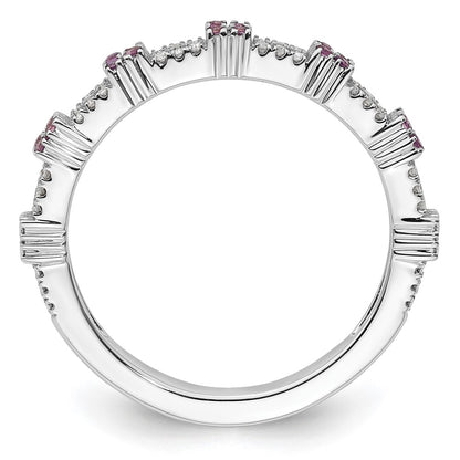Sterling Silver Stackable Expressions Amethyst & Diamond Ring
