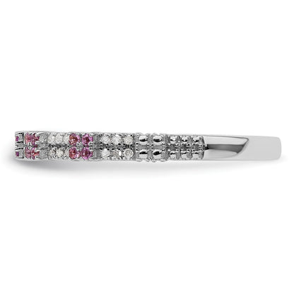 Sterling Silver Stackable Expressions Amethyst & Diamond Ring