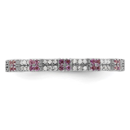 Sterling Silver Stackable Expressions Amethyst & Diamond Ring