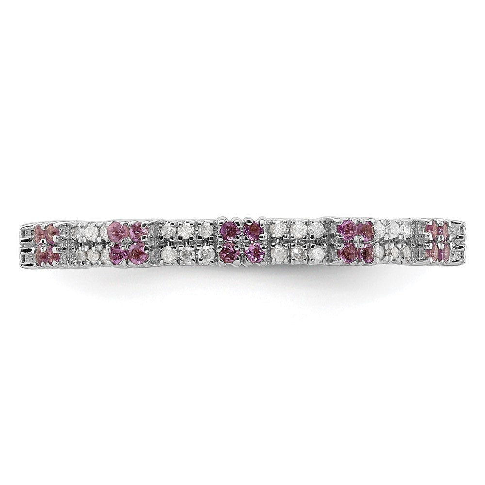 Sterling Silver Stackable Expressions Amethyst & Diamond Ring
