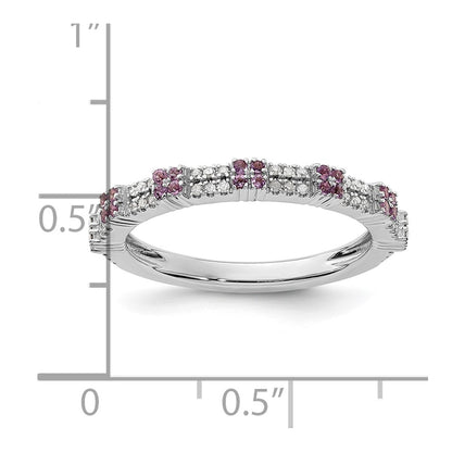 Sterling Silver Stackable Expressions Amethyst & Diamond Ring