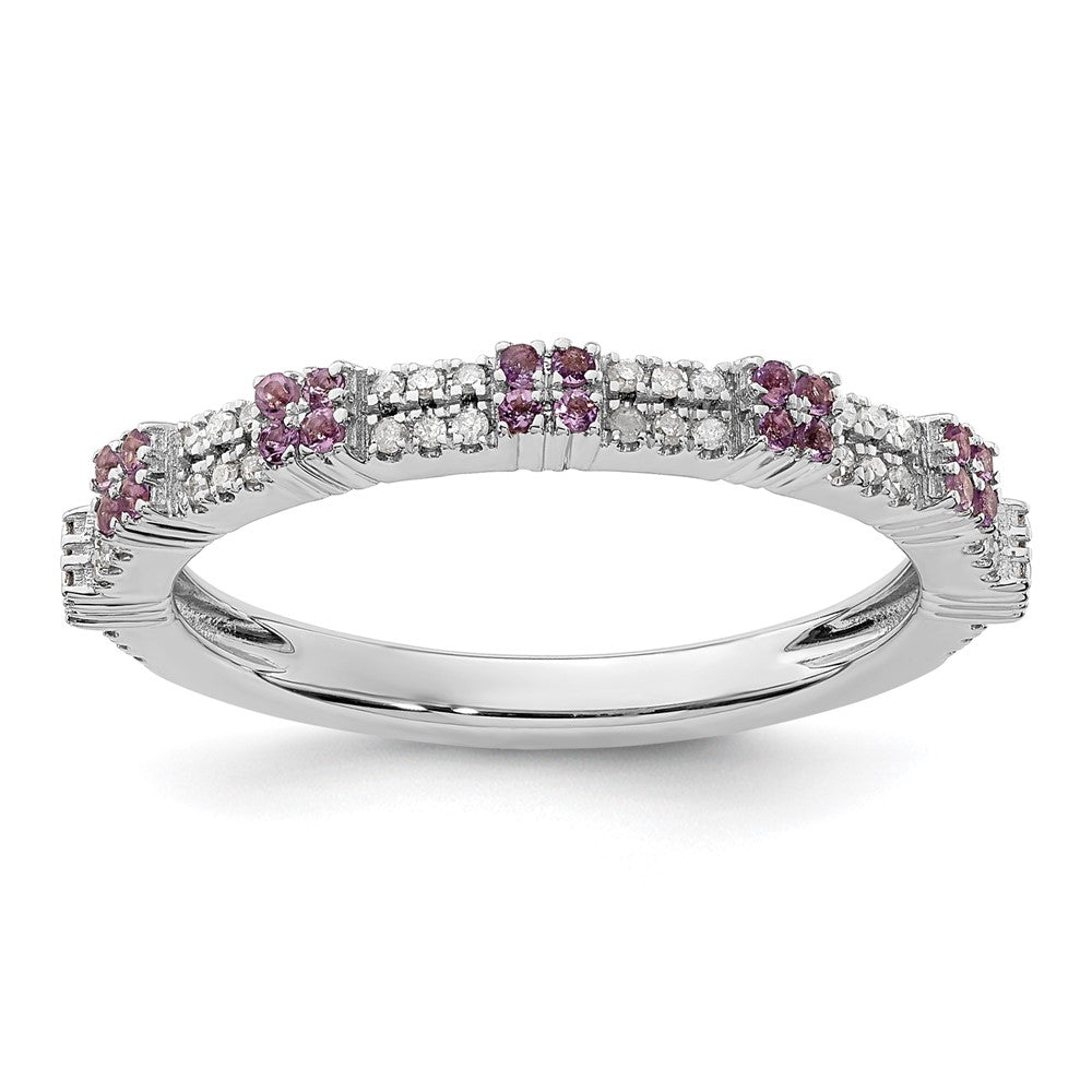 Sterling Silver Stackable Expressions Amethyst & Diamond Ring