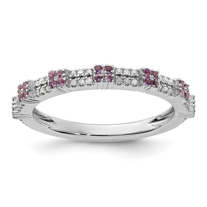 Sterling Silver Stackable Expressions Amethyst & Diamond Ring