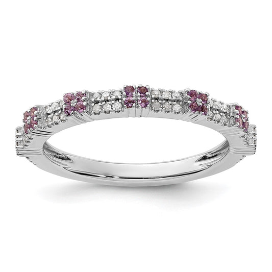 Sterling Silver Stackable Expressions Amethyst & Diamond Ring