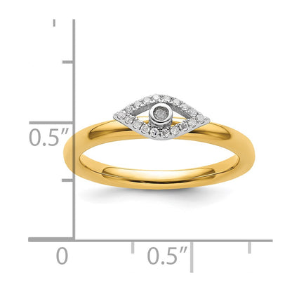 Sterling Silver Stackable Expressions Evil Eye Diamond Ring