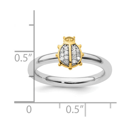 Sterling Silver Stackable Expressions Gold-Plated Ladybug Dia. Ring