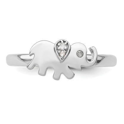 Sterling Silver Stackable Expressions Elephant Diamond Ring
