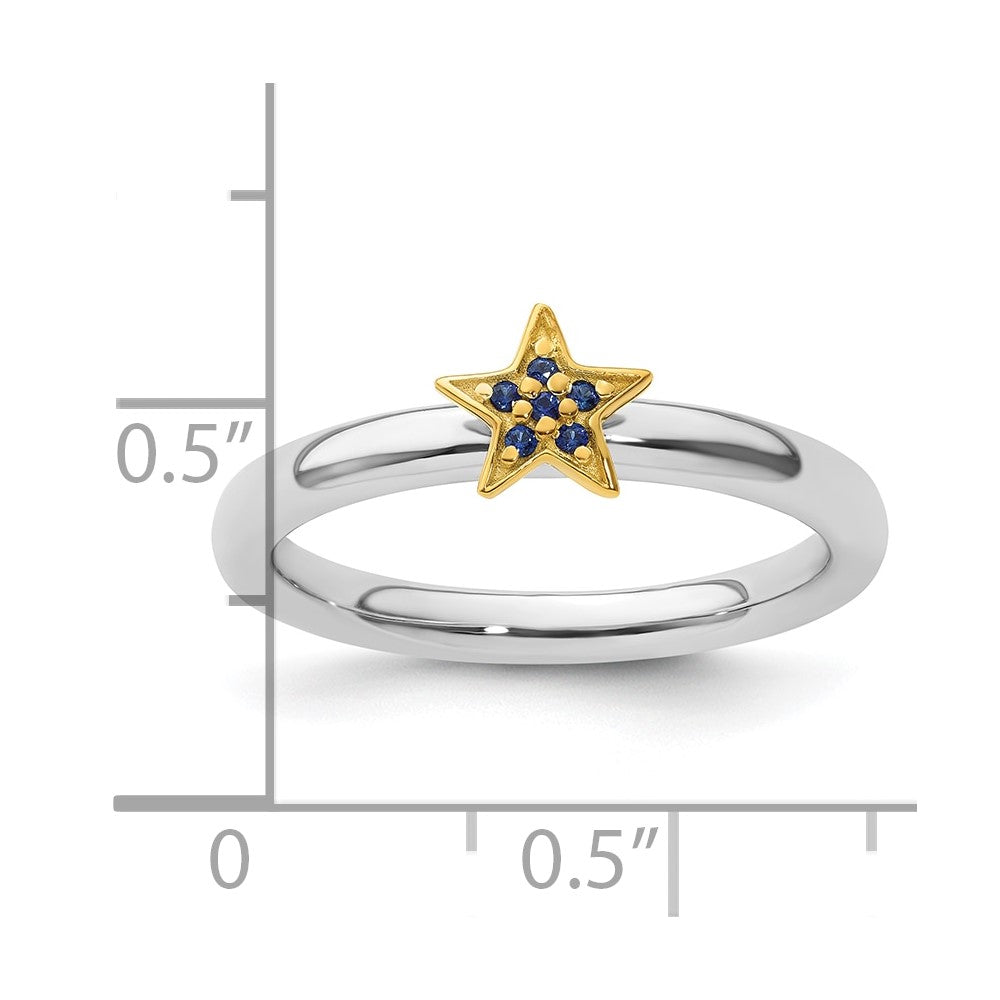 SS Stackable Expression Gold-Plated Cr. Sapphire Star Ring