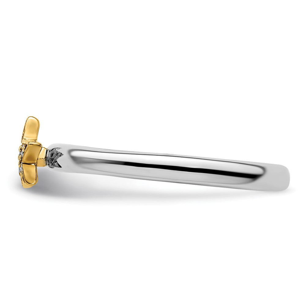 Sterling Silver Stackable Expression Gold-Plated Dia. Star Ring