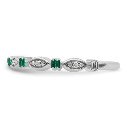 Sterling Silver Stackable Expressions Created Emerald Diamond Ring