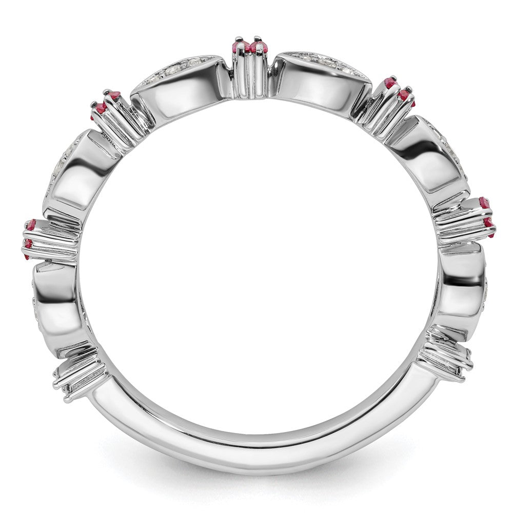 Sterling Silver Stackable Expressions Created Ruby Diamond Ring