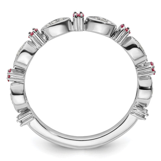 Sterling Silver Stackable Expressions Created Ruby Diamond Ring