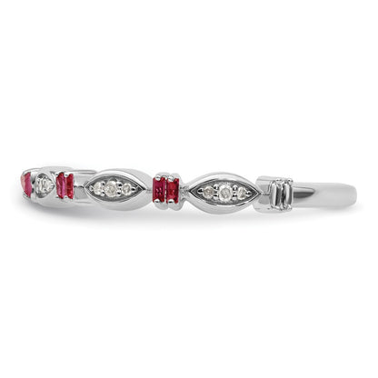 Sterling Silver Stackable Expressions Created Ruby Diamond Ring