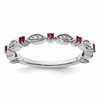 Sterling Silver Stackable Expressions Created Ruby Diamond Ring