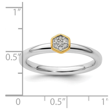 Sterling Silver Stackable Expressions Gold-Plated Diamond Ring