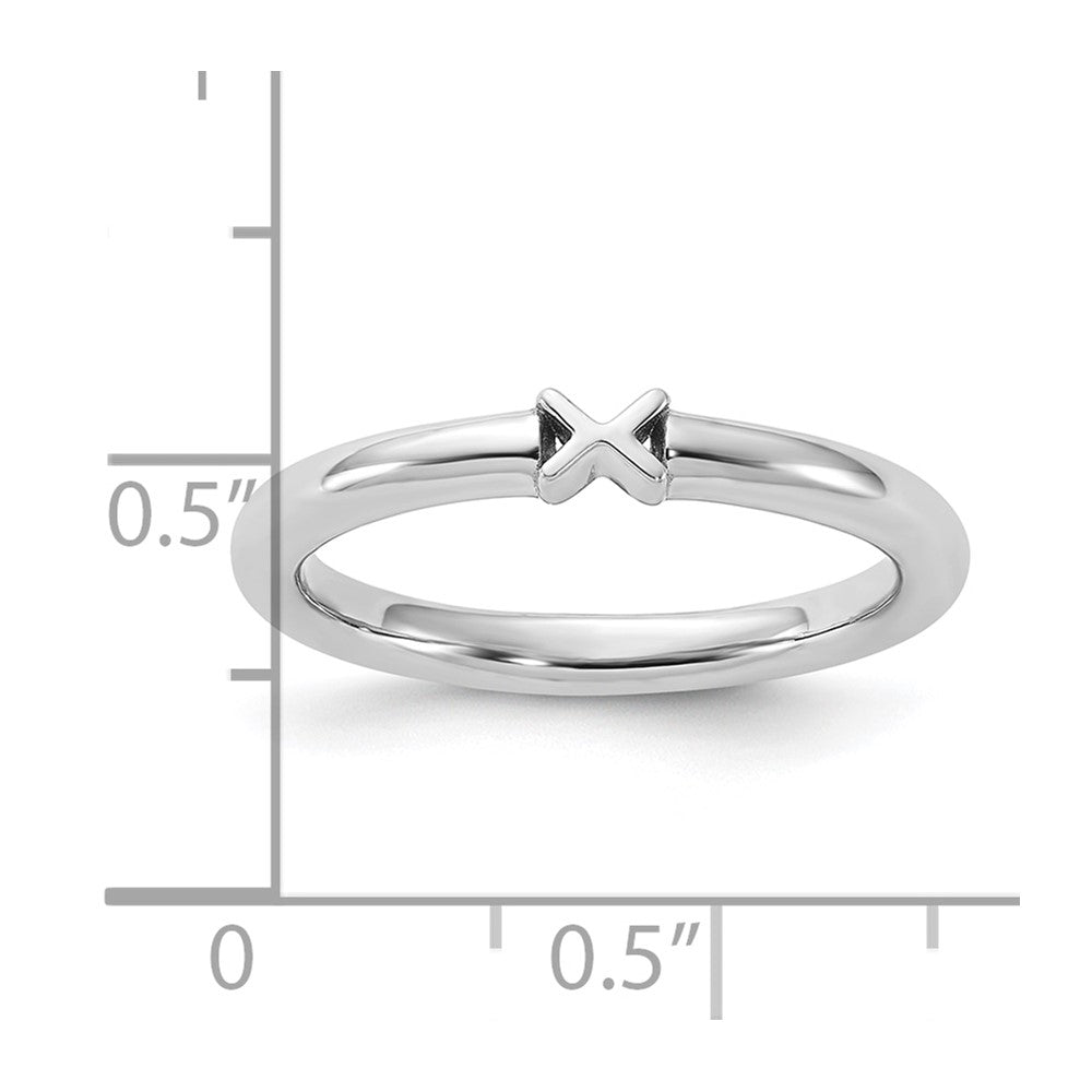 Sterling Silver Stackable Expressions Rhodium-plated X Ring