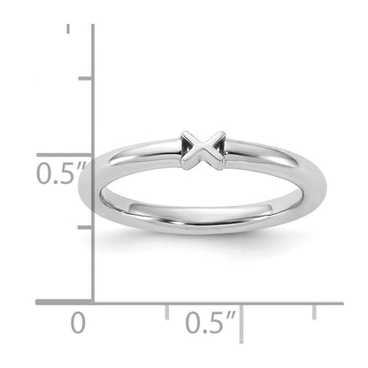 Sterling Silver Stackable Expressions Rhodium-plated X Ring
