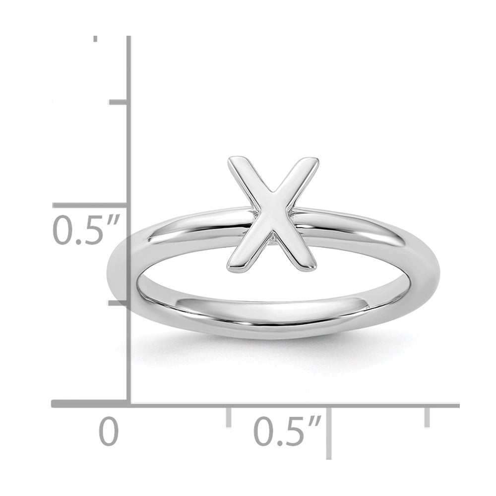 Sterling Silver Stackable Expressions Rhodium-plated X Ring