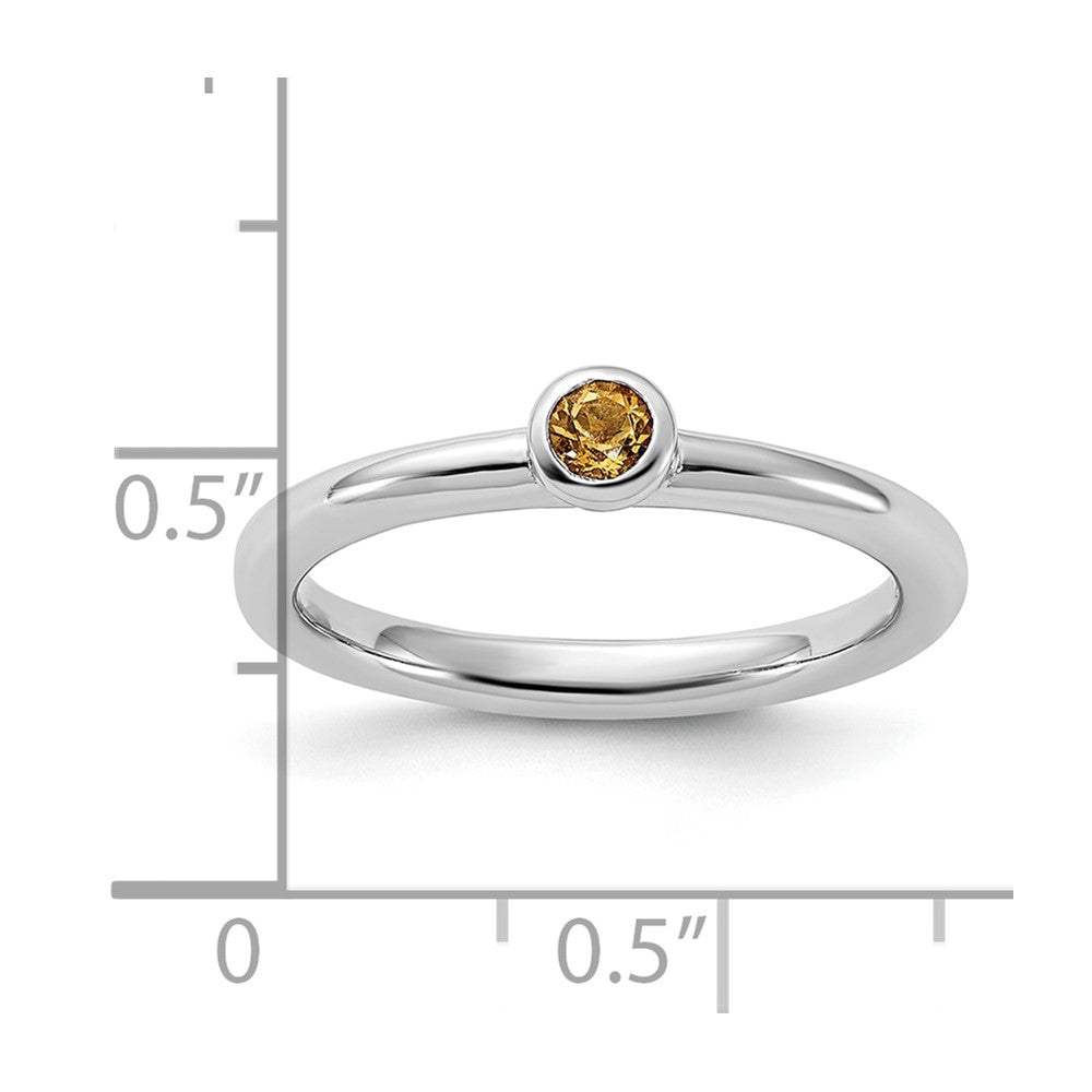 Sterling Silver Stackable Expressions Rhodium-plated Citrine Ring