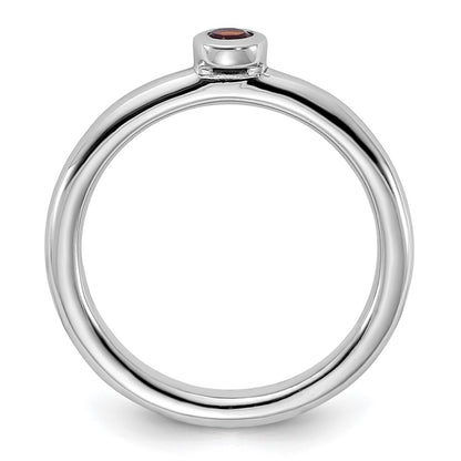 Sterling Silver Stackable Expressions Rhodium-plated Garnet Ring