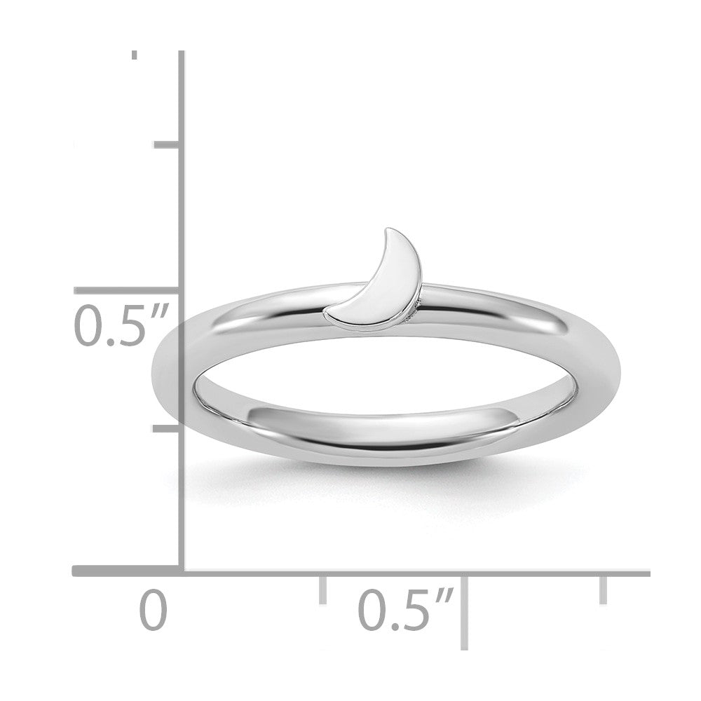 Sterling Silver Stackable Expressions Rhodium-plated Moon Ring