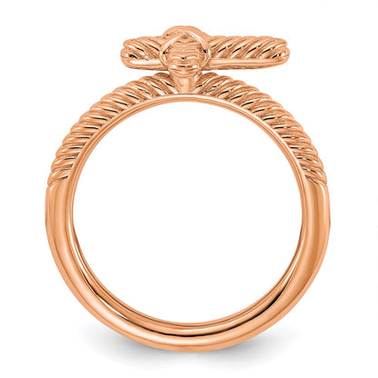 Sterling Silver Stackable Expressions Rose Gold-plated Textured Cross Ring