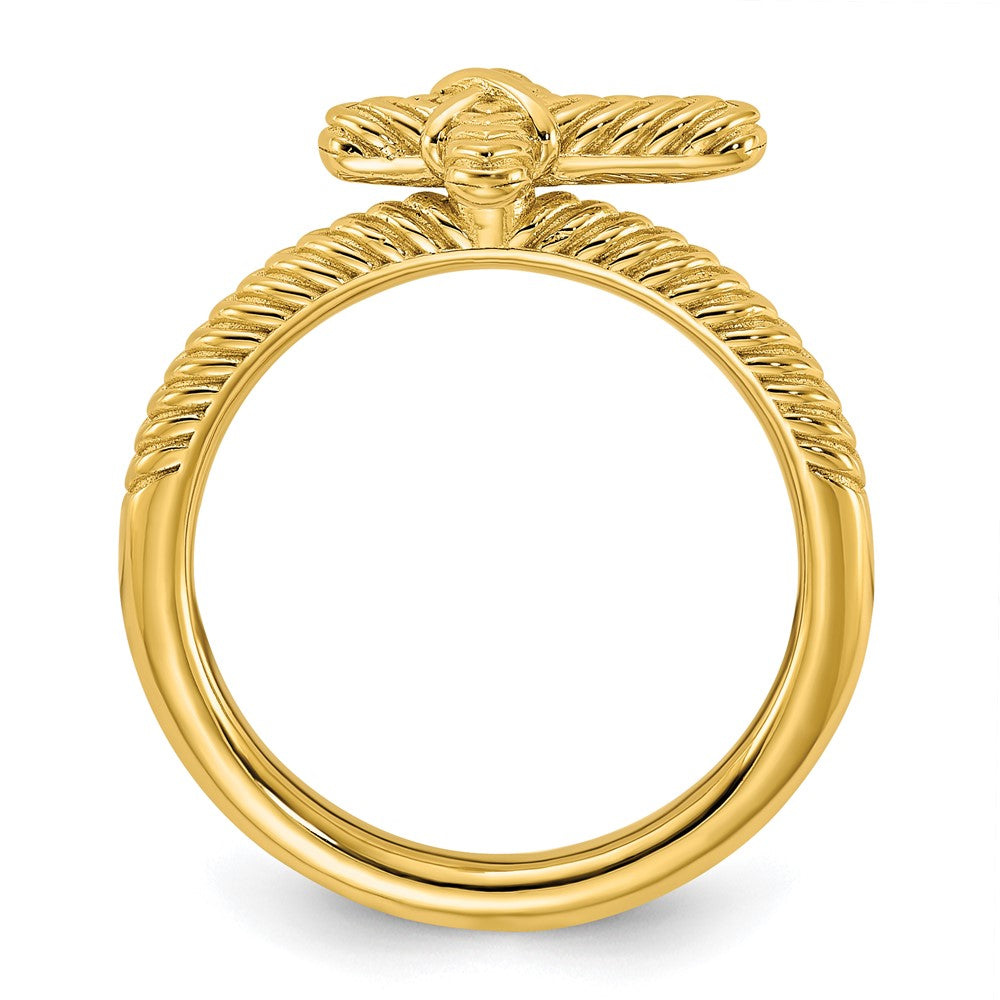 Sterling Silver Stackable Expressions Gold-plated Textured Cross Ring