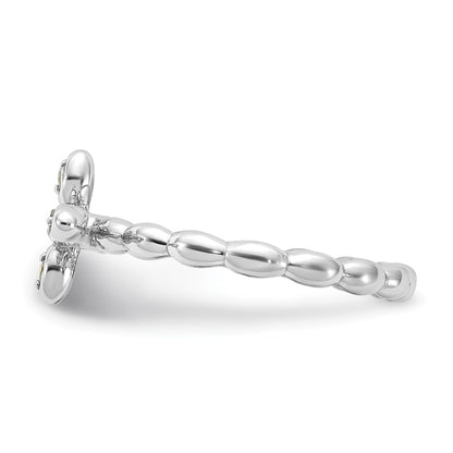 Sterling Silver Stackable Expressions Rhodium-plated Aquamarine Cross Ring