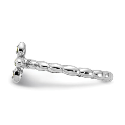 Sterling Silver Stackable Expressions Rhodium-plated Peridot Cross Ring