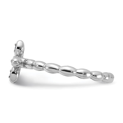 Sterling Silver Stackable Expressions Rhodium-plated Created Sapphire Cross Ring