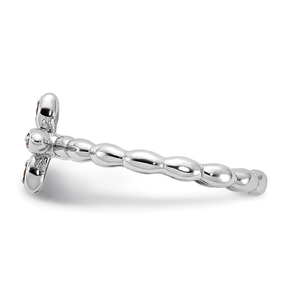 Sterling Silver Stackable Expressions Rhodium-plated Citrine Cross Ring