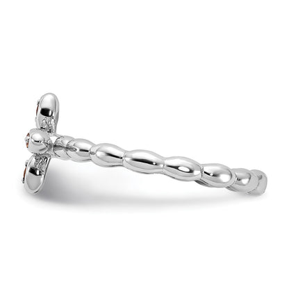 Sterling Silver Stackable Expressions Rhodium-plated Citrine Cross Ring