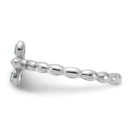 Sterling Silver Stackable Expressions Rhodium-plated Blue Topaz Cross Ring