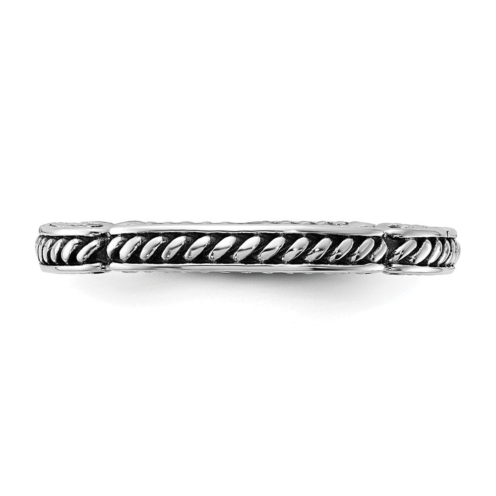 Sterling Silver Stackable Expressions Oxidized and Textured Ring