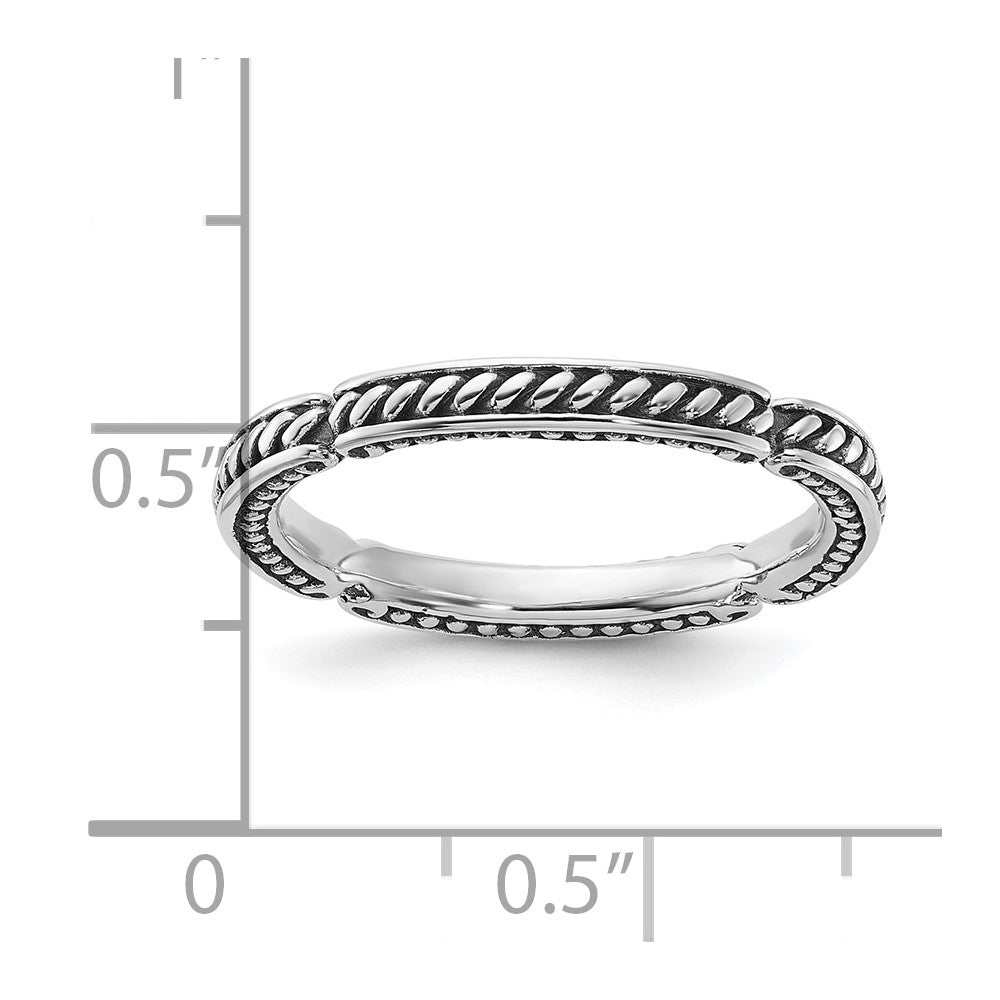 Sterling Silver Stackable Expressions Oxidized and Textured Ring