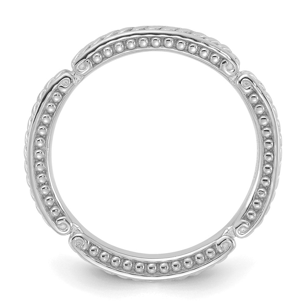 Sterling Silver Stackable Expressions Rhodium-plated Textured Ring