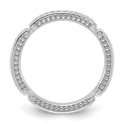 Sterling Silver Stackable Expressions Rhodium-plated Textured Ring