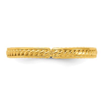 Sterling Silver Stackable Expressions Gold-plated Textured Ring