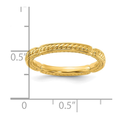 Sterling Silver Stackable Expressions Gold-plated Textured Ring