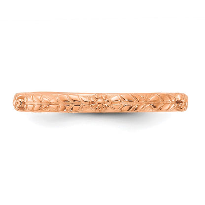 Sterling Silver Stackable Expressions Rose Gold-plated Textured Flowers Ring