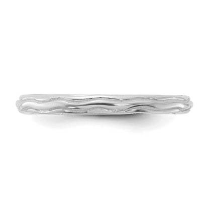 Sterling Silver Stackable Expressions Rhodium-plated Wave Design Ring